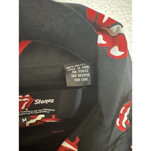 Vintage Y2K 2002 Rolling Stones Dragonfly Tongue Logo Button Up Black/Red Men - Picture 8 of 8
